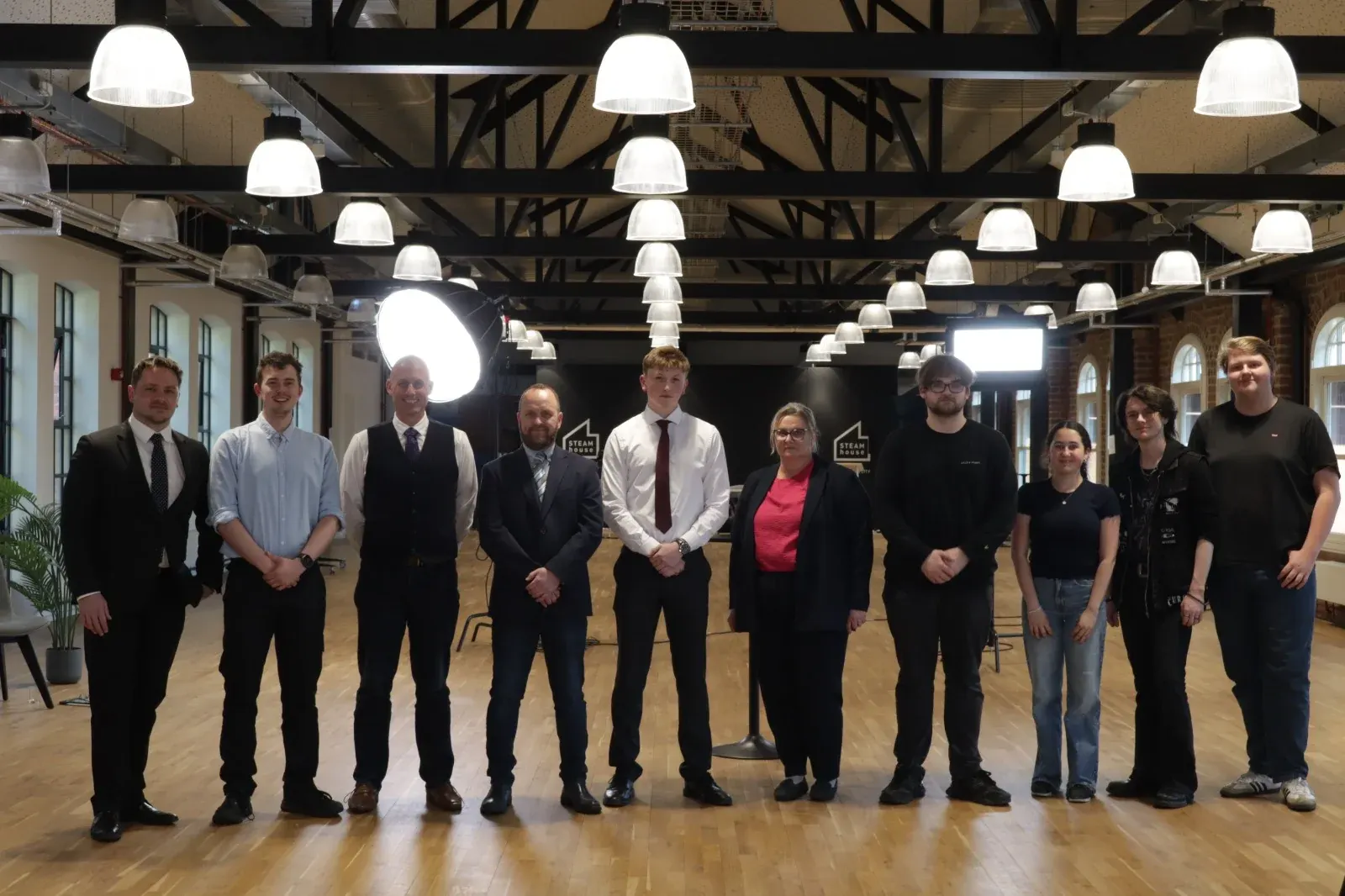 Dr Lewis Haydon with fellow panellists and founders at the Bullring Dragons' Den-style pitch event at STEAMhouse, Birmingham